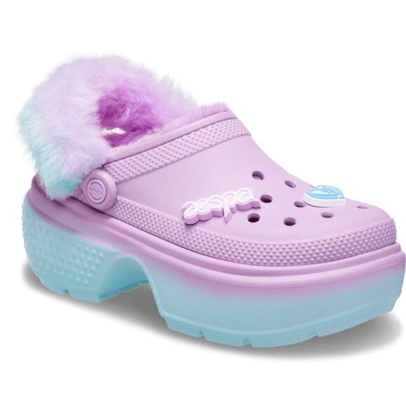 Crocs Aespa X Crocs Stomp‎ Lined Clog Women's Sandals Purple Size 9 NEW - Picture 3 of 11